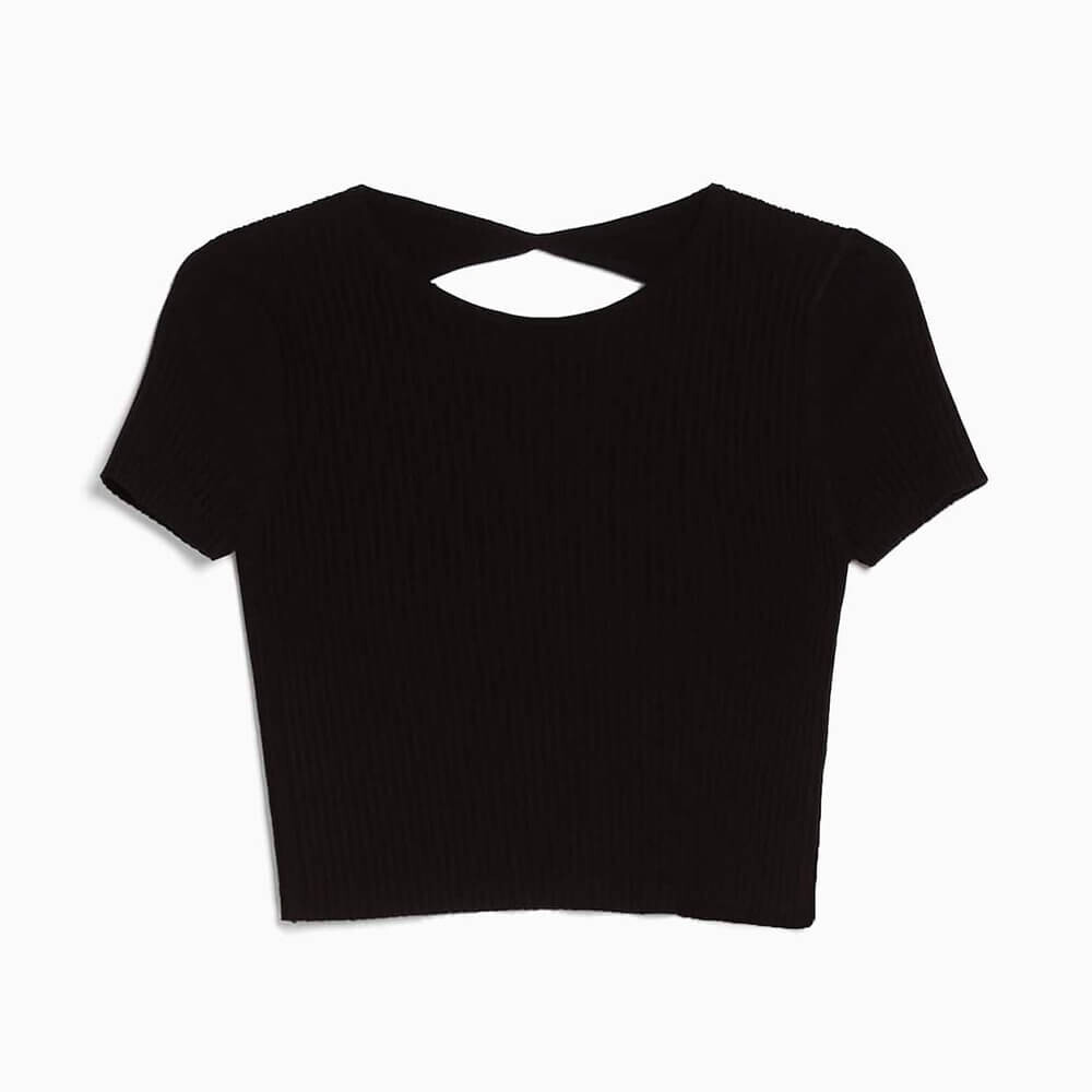 

Свитер Bershka Short Sleeve With Open Back, черный