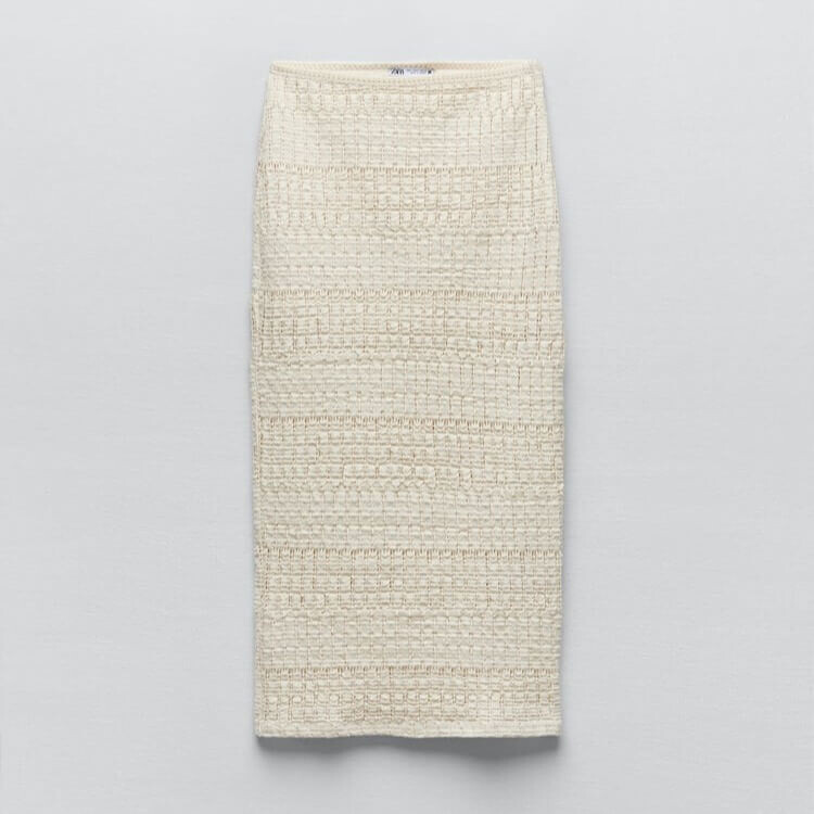 

Юбка Zara Knit Midi, кремово-белый