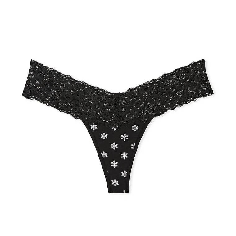 

Трусики-стринги Victoria's Secret The Lacie Lace-Waist Cotton, черный