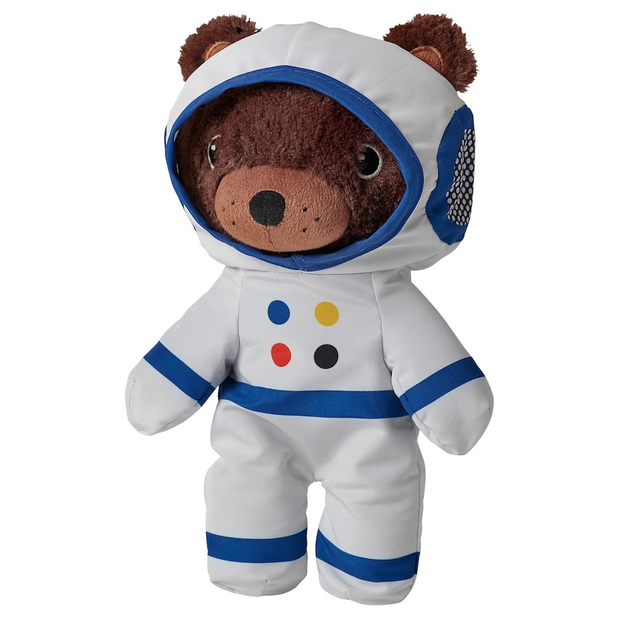 Плюшевая игрушка медведь Ikea Aftonsparv In An Astronaut Costume, коричневый, 28 см