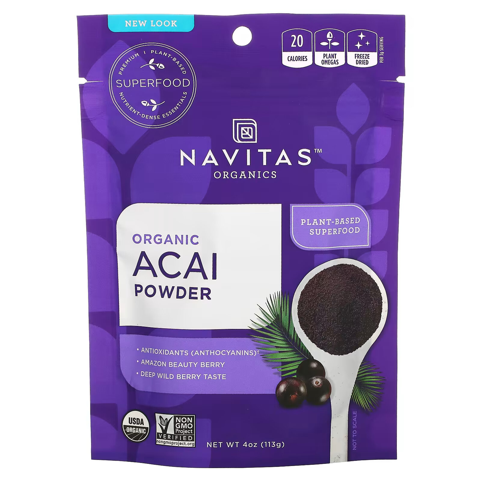 Navitas Organics, Органический порошок асаи, 113 г (4 унции) navitas organics органический какао порошок 680 г 24 унции