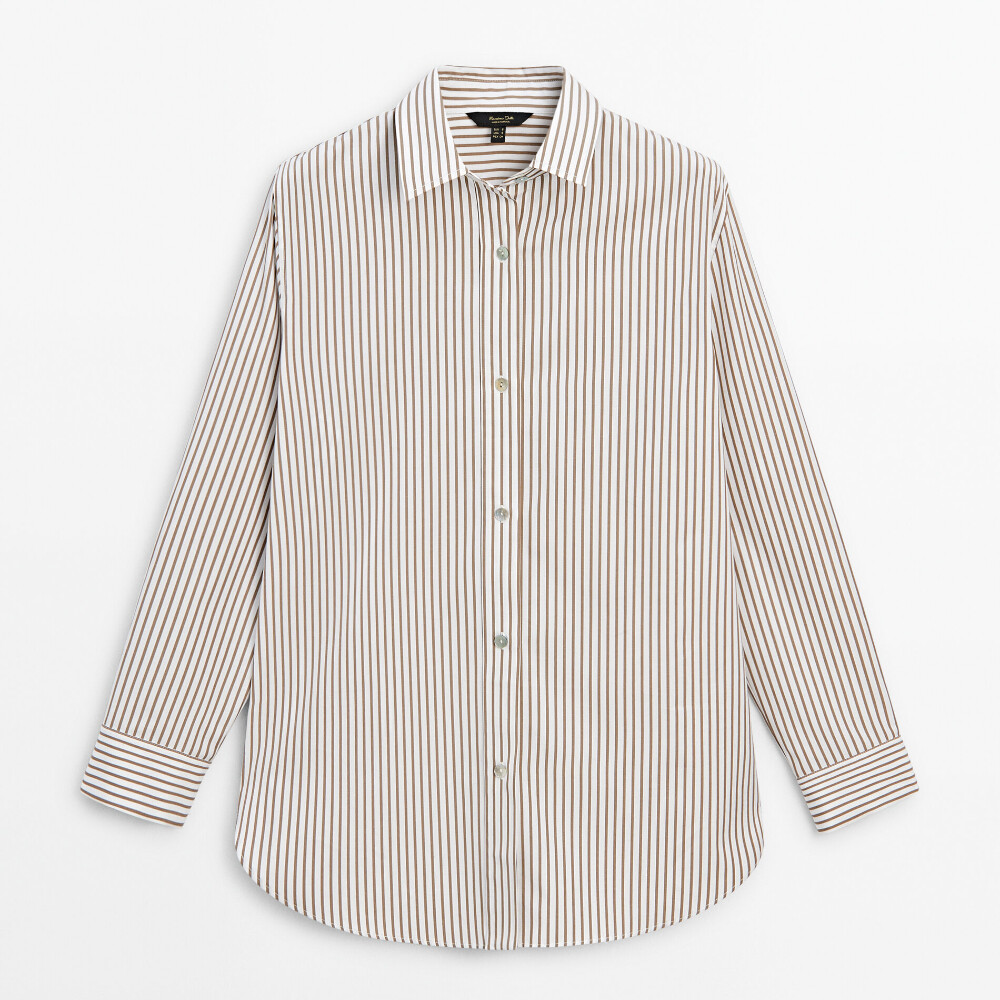 боксеры massimo dutti striped poplin голубой Рубашка Massimo Dutti Striped Poplin, бежевый