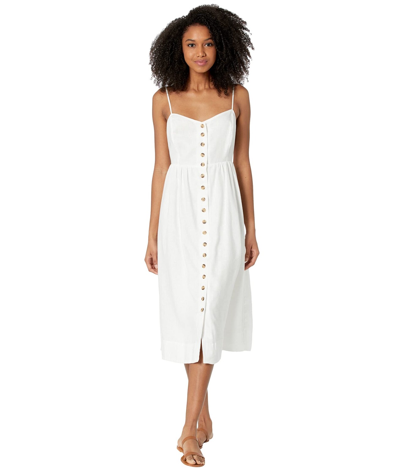 

Платье Madewell, Linen-Blend Cami Button-Front Midi Dress