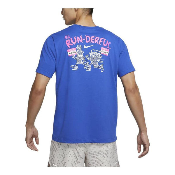 

Футболка Nike Dri-fit Back Cartoon Alphabet Pattern Printing Round Neck Breathable Running Short Sleeve Blue, Синий