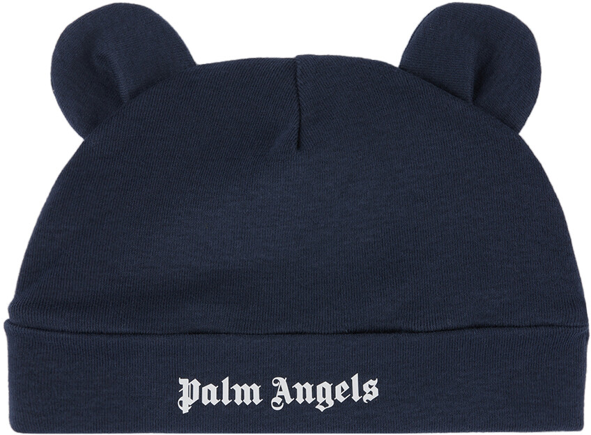 

Темно-синяя шапка с плюшевым мишкой для малышей Palm Angels