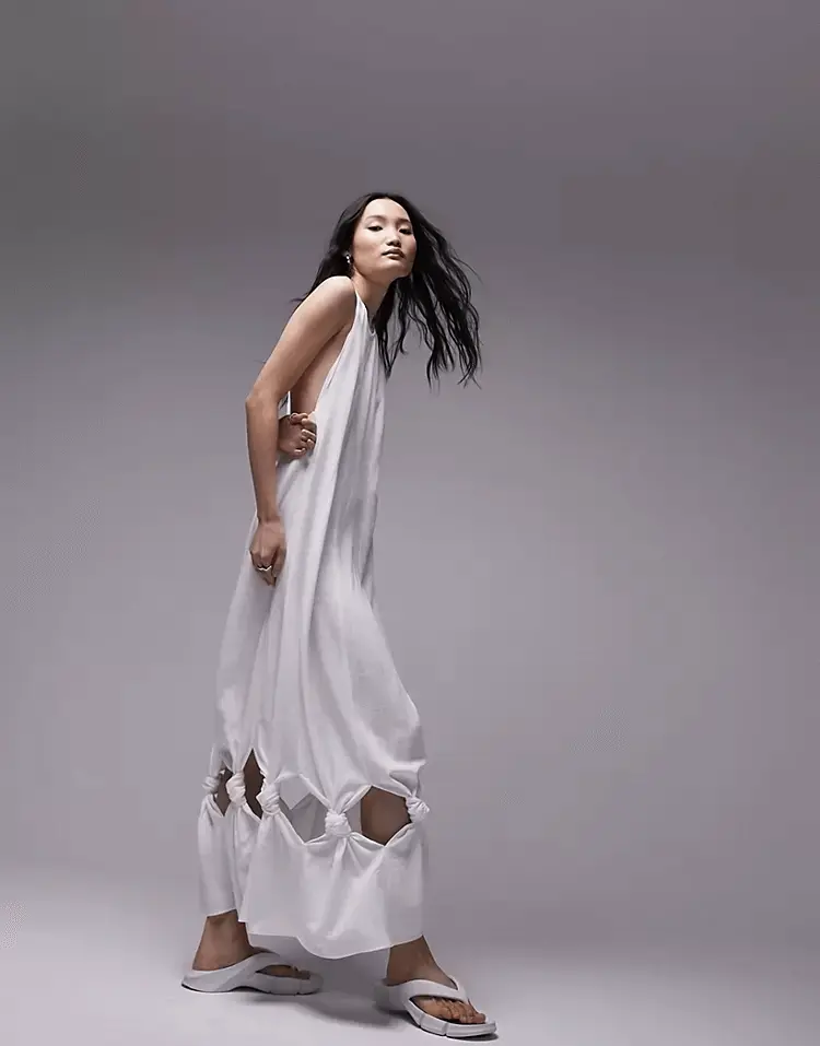 

Платье-макси с узлами Topshop, белый