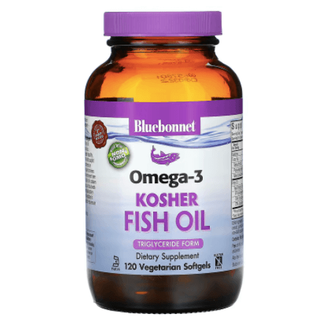 Кошерный рыбий жир с Омега-3 120 капсул Bluebonnet Nutrition натуральный рыбий жир с оптимальным содержанием омега 3 120 капсул