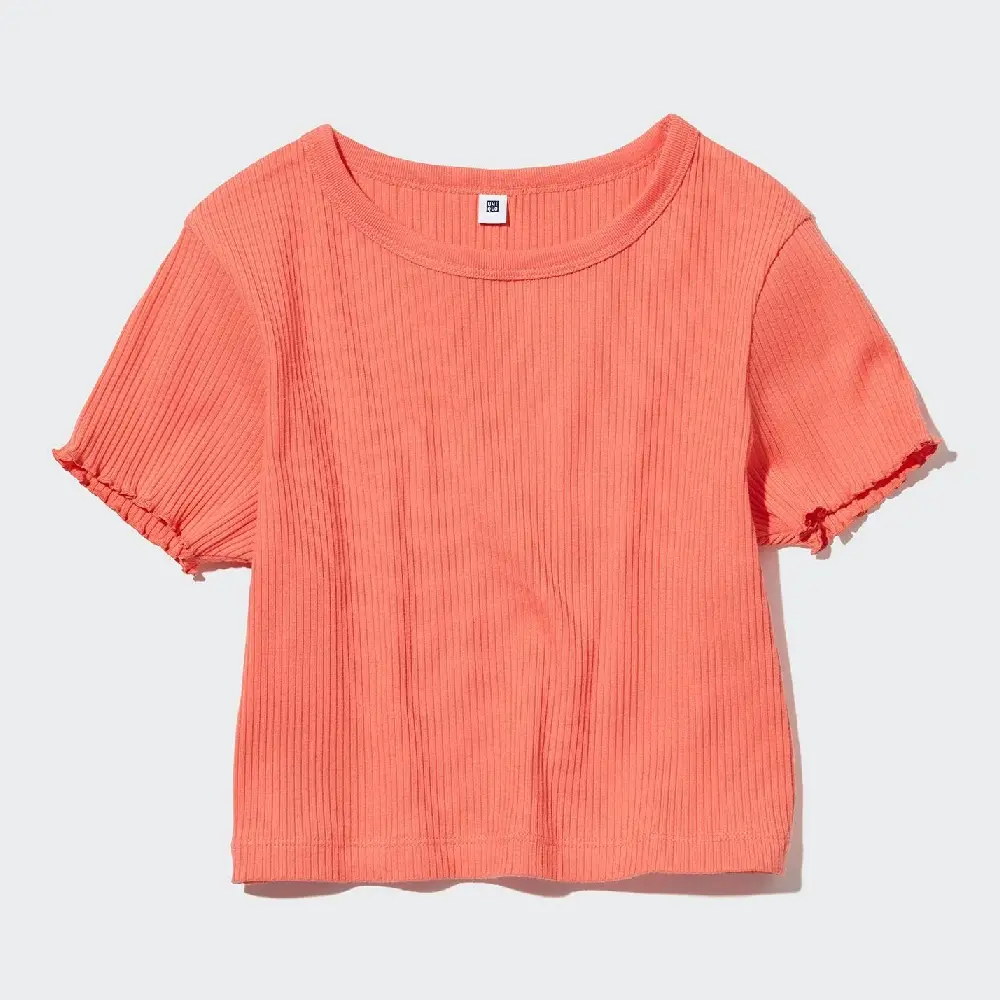 

Футболка Uniqlo Girls Ribbed Cropped, оранжевый