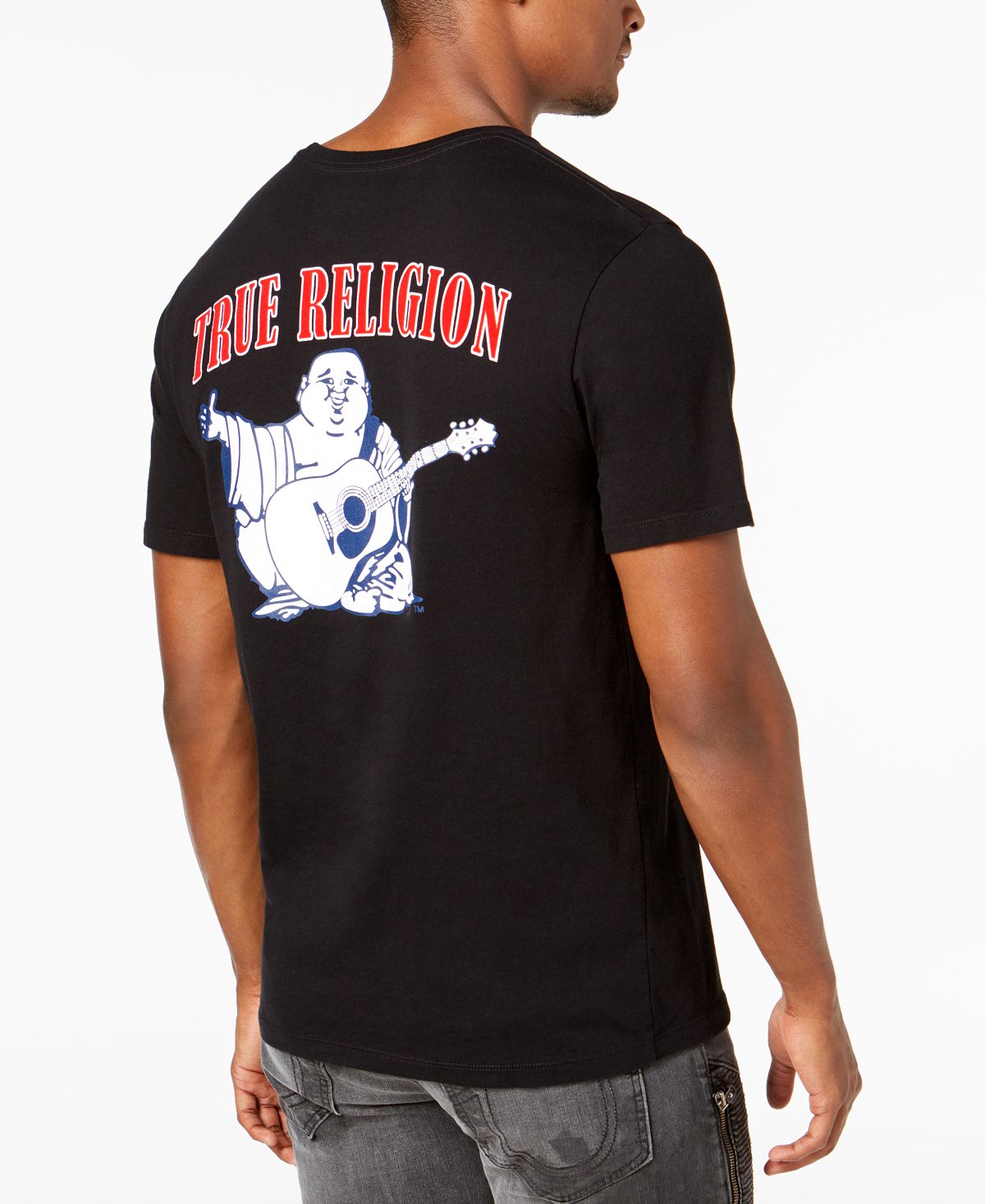 цена Мужская футболка с круглым вырезом и короткими рукавами с логотипом будды True Religion, черный