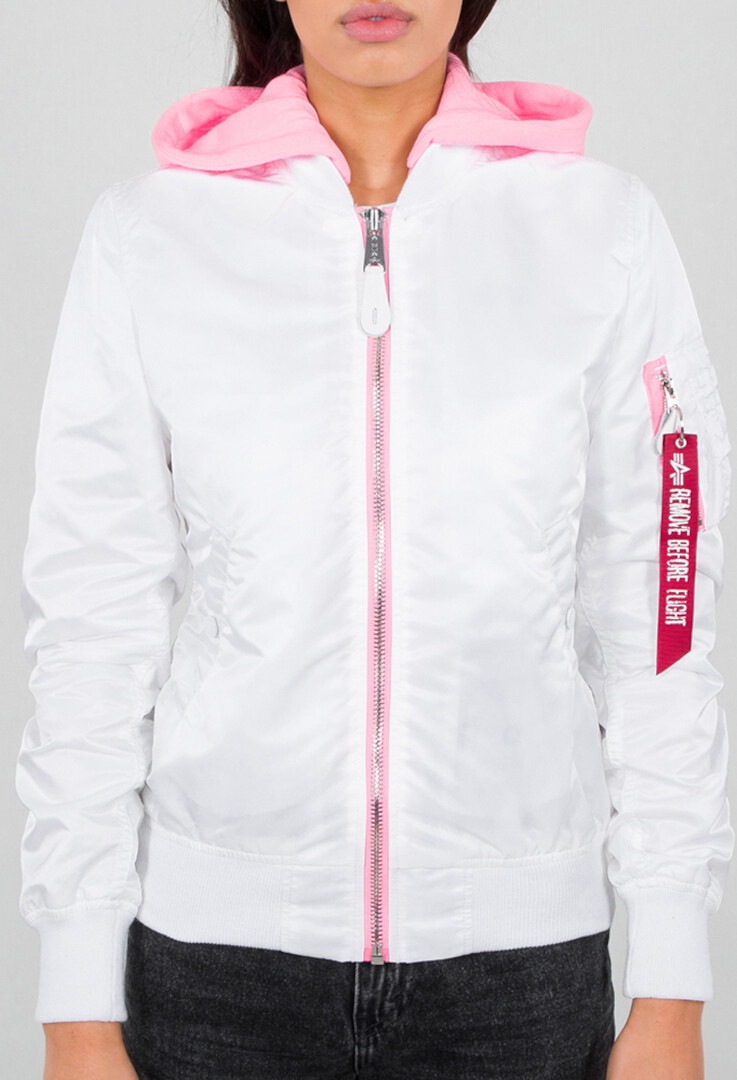 

Куртка Alpha Industries MA-1 Hooded женская, бело-розовая