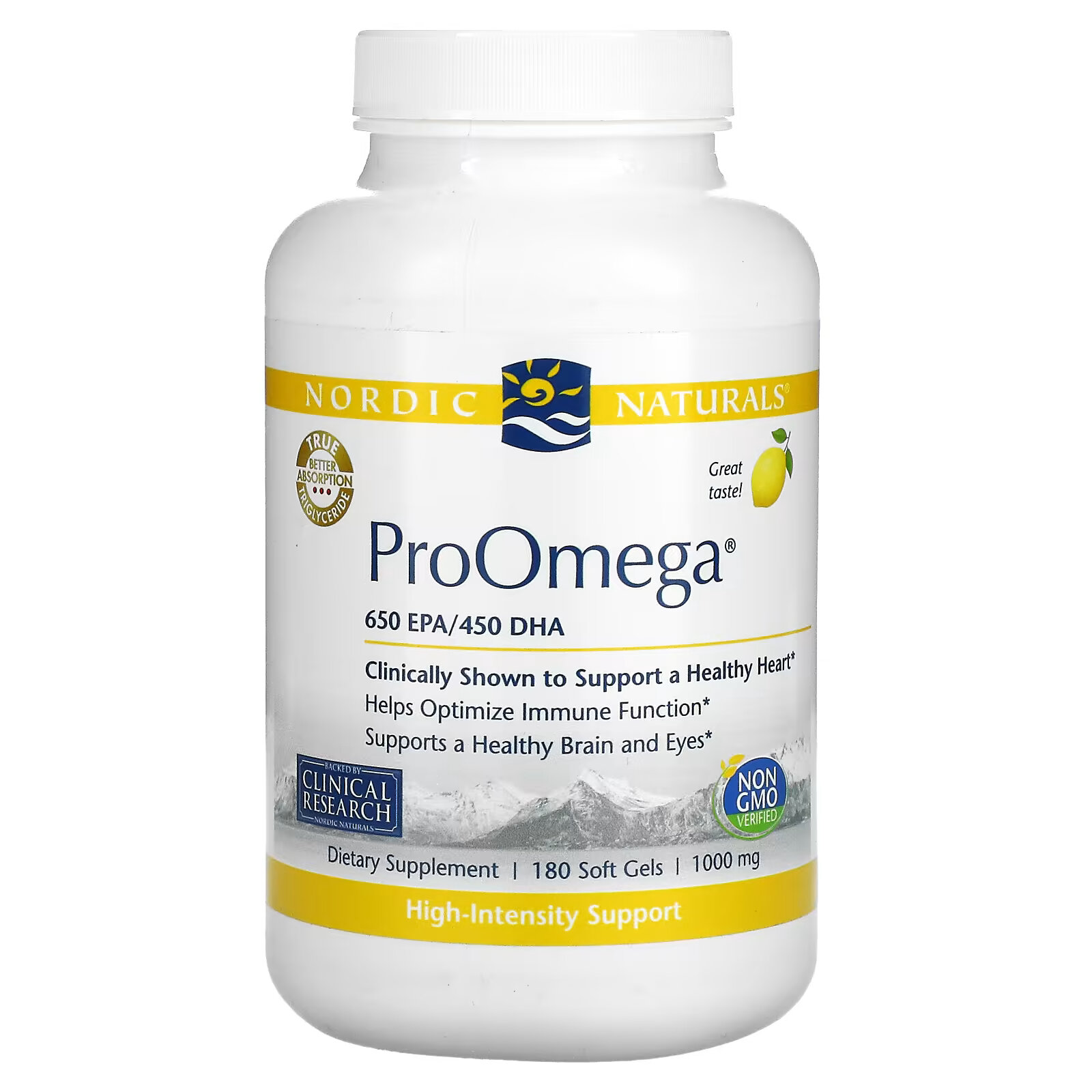 Nordic Naturals, ProOmega, со вкусом лимона, 1000мг, 180 мягких желатиновых капсул - фото