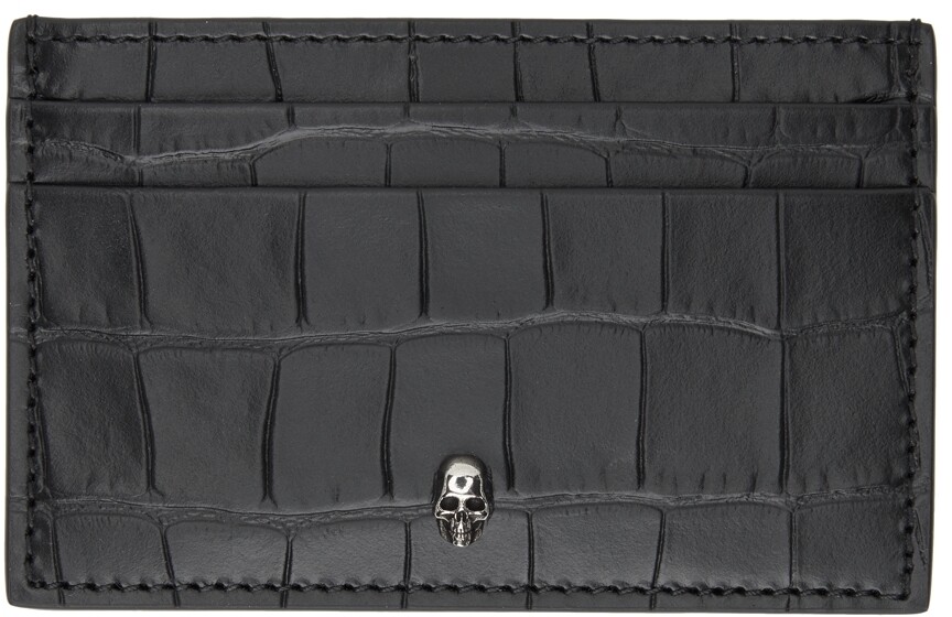 

SSENSE Exclusive Black Croc Card Holder Alexander McQueen