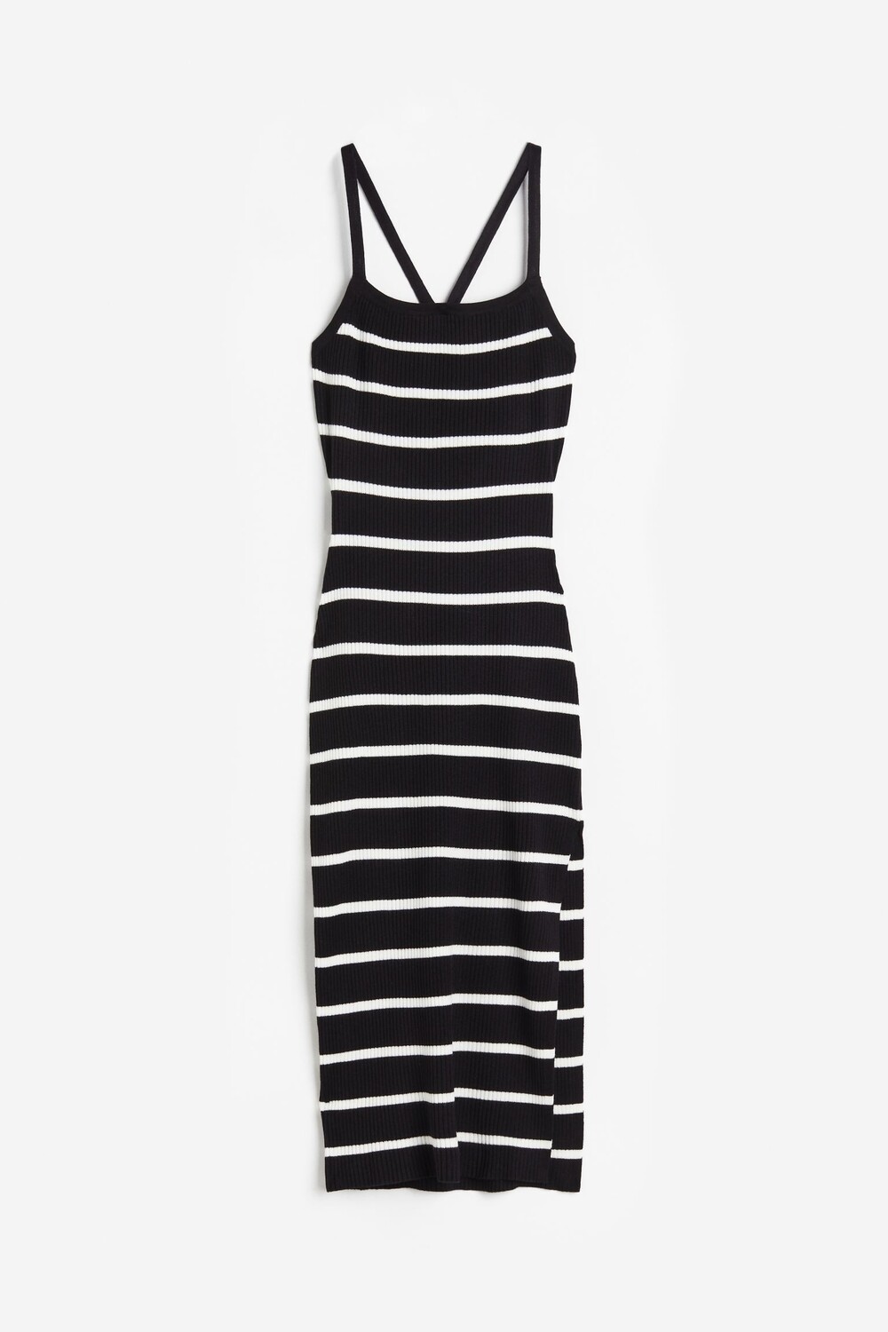 

Платье H&M Open-backed Rib-knit, черный/белый