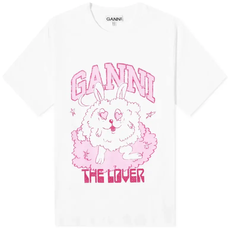 

Футболка GANNI Love Bunny Relaxed, белый/розовый