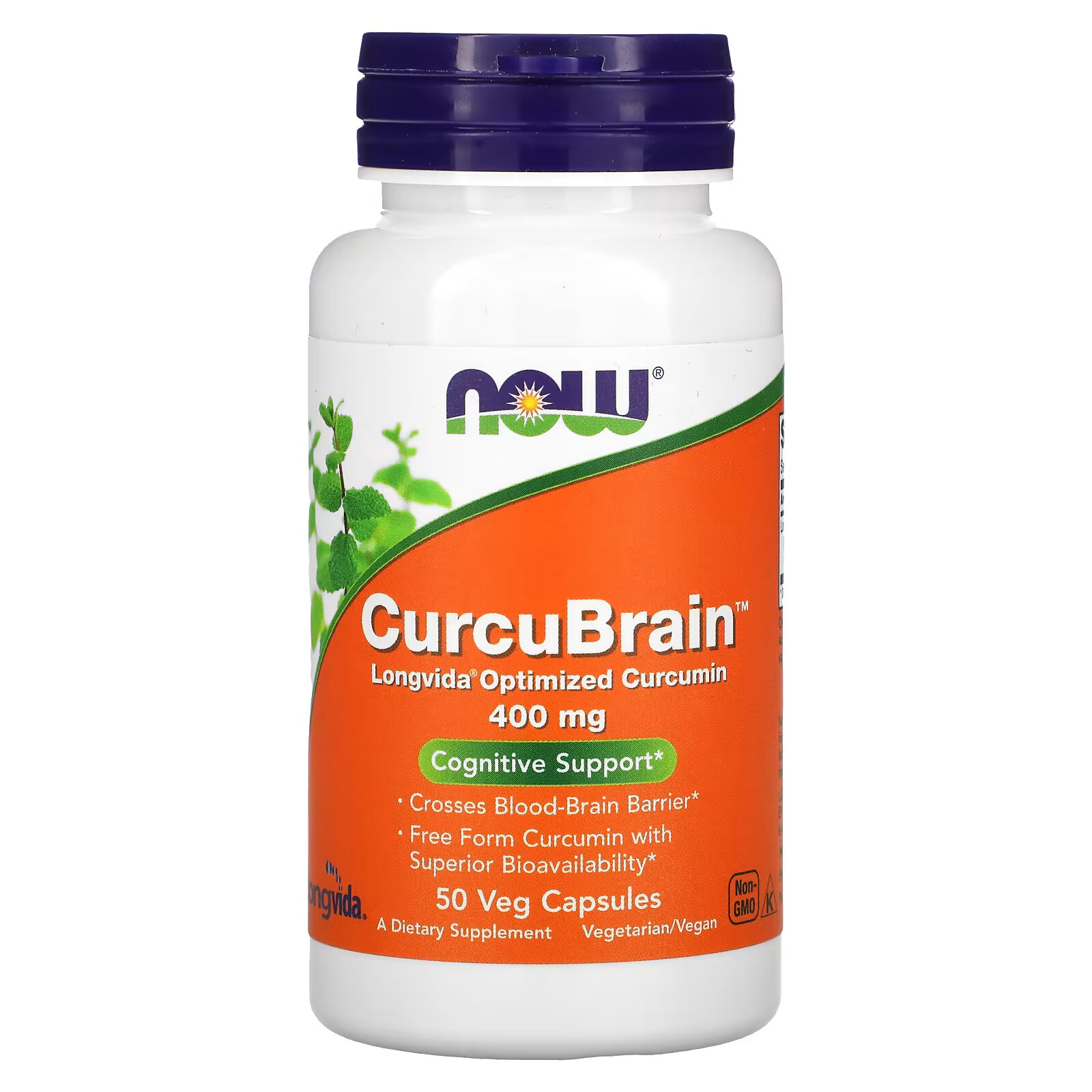 NOW Foods, CurcuBrain, когнитивная поддержка, 400 мг, 50 растительных капсул lifeseasons clari t когнитивная поддержка 60 растительных капсул