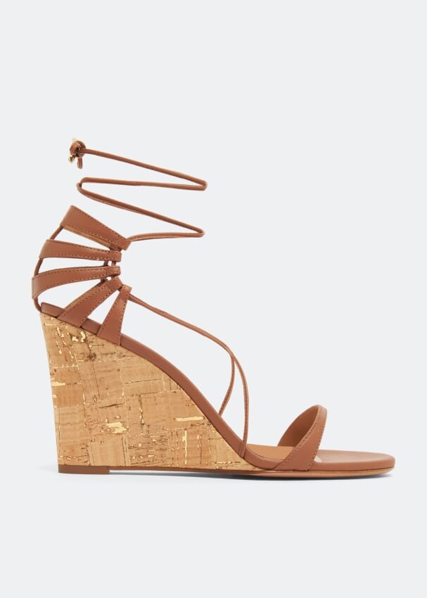 

Сандалии AQUAZZURA Bellisima wedge 85 sandals, коричневый