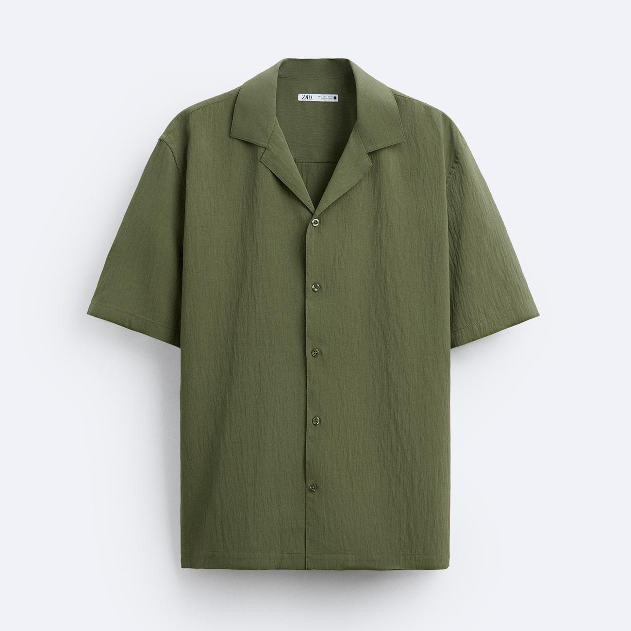 Рубашка Zara Textured, хаки рубашка zara textured linen cotton зеленый