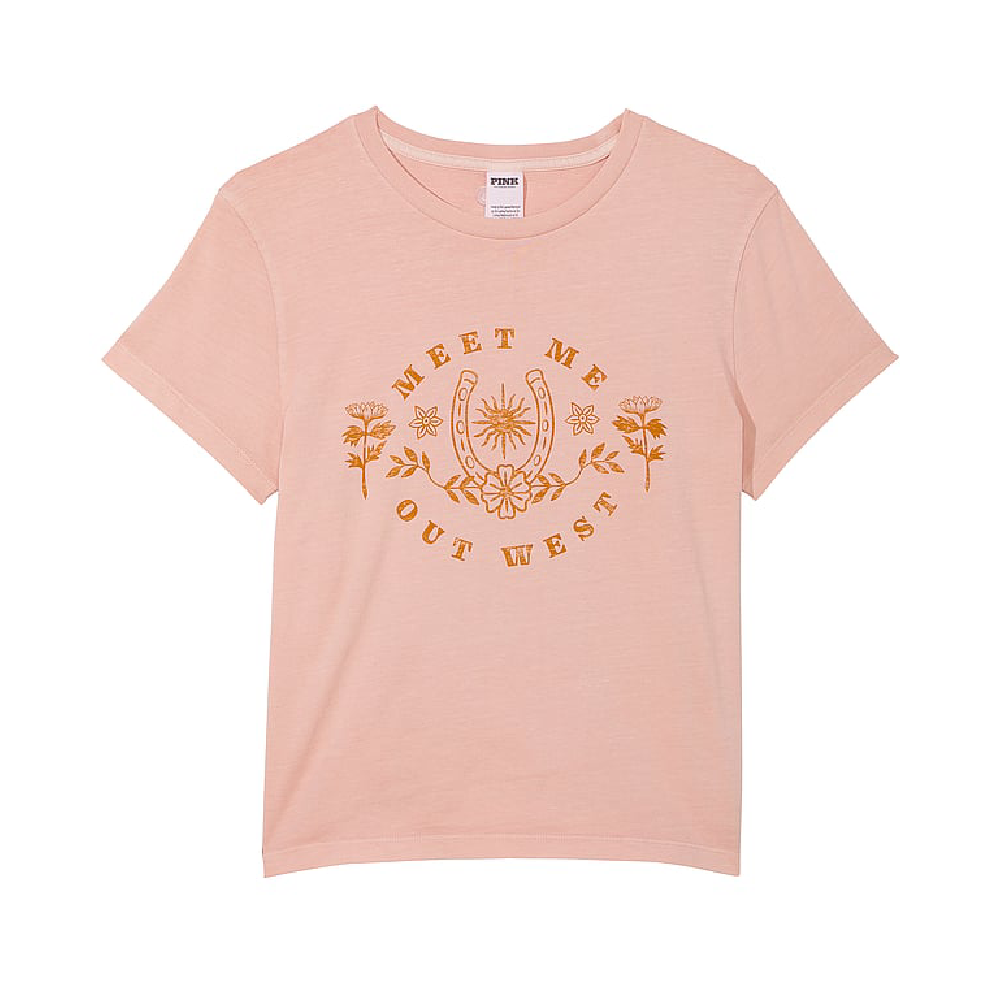 Футболка Victoria's Secret Pink Cotton Short-sleeve, светло-розовый футболка классического кроя с круглым вырезом h