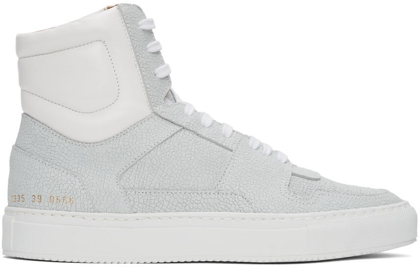 

Белые кожаные высокие кеды с потрескавшейся кожей Common Projects