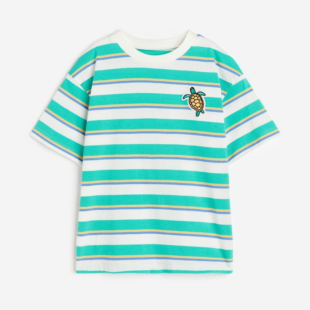 

Футболка H&M Kids Oversized Jersey Turtle, зеленый