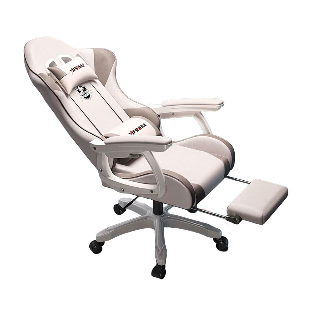 

Игровое кресло Yipinhui DJ-06, 2 Gen, сталь, подставка для ног, белый/серый