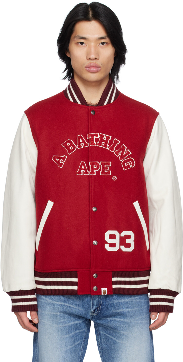 

Темно-красный бомбер с гигантской головой BAPE