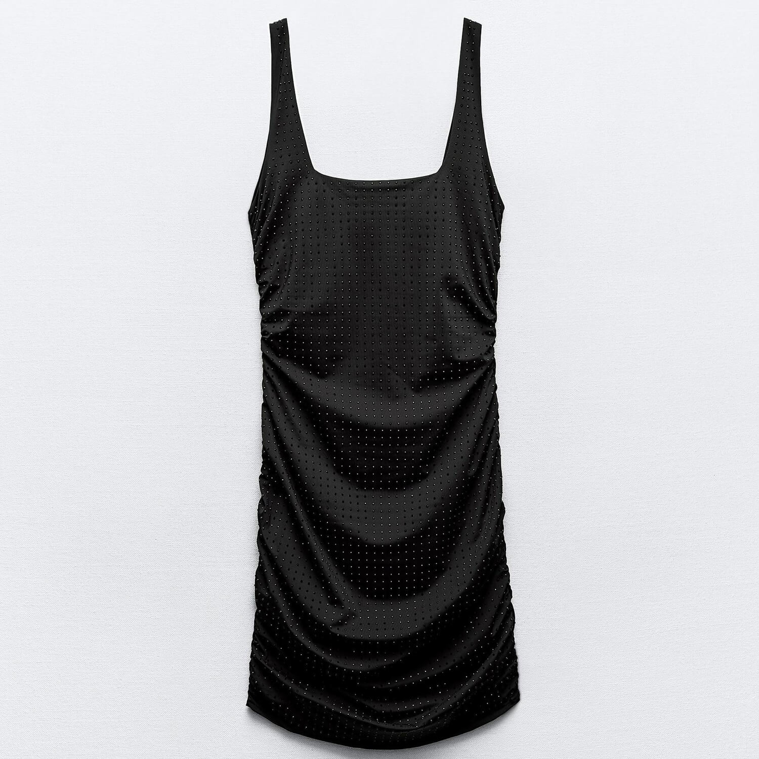 Платье Zara Polyamide With Rhinestones, черный футболка zara embellished with rhinestones кремовый
