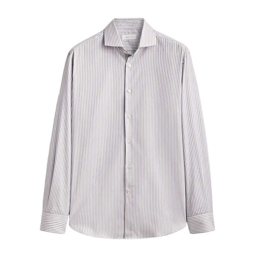 

Рубашка Massimo Dutti Slim Fit Striped, белый/темно-синий