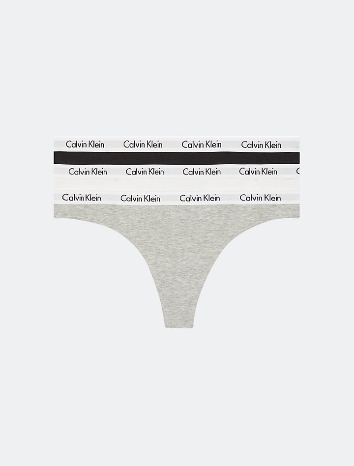 Комплект из 3 хлопковых стрингов с логотипом Carousel Calvin Klein, черный