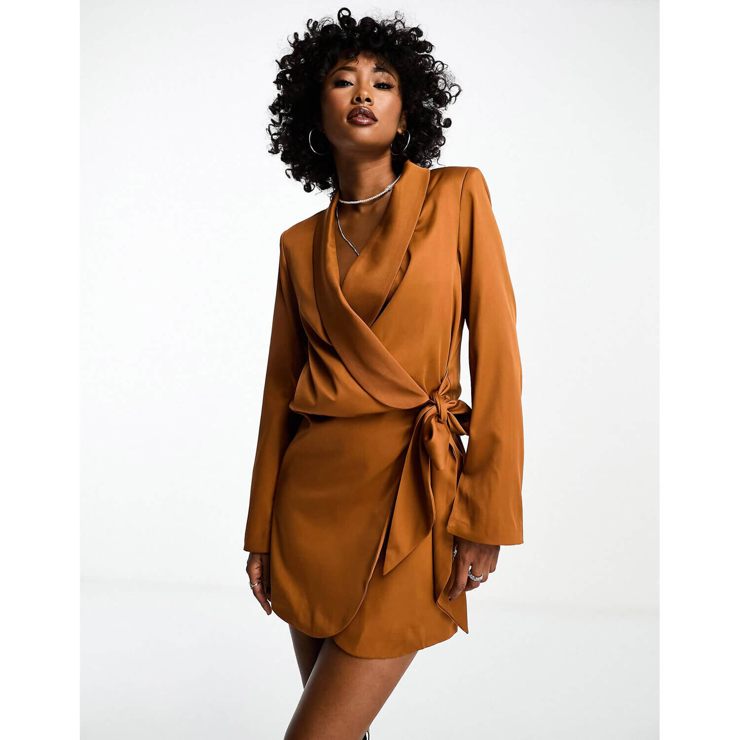 

Платье Extro & Vert Drape Tie Side Blazer Mini, коричневый