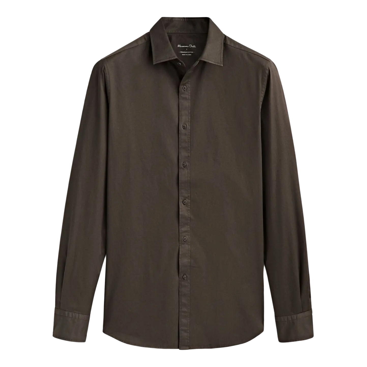 

Рубашка Massimo Dutti Slim Fit Cotton Twill, темно-коричневый