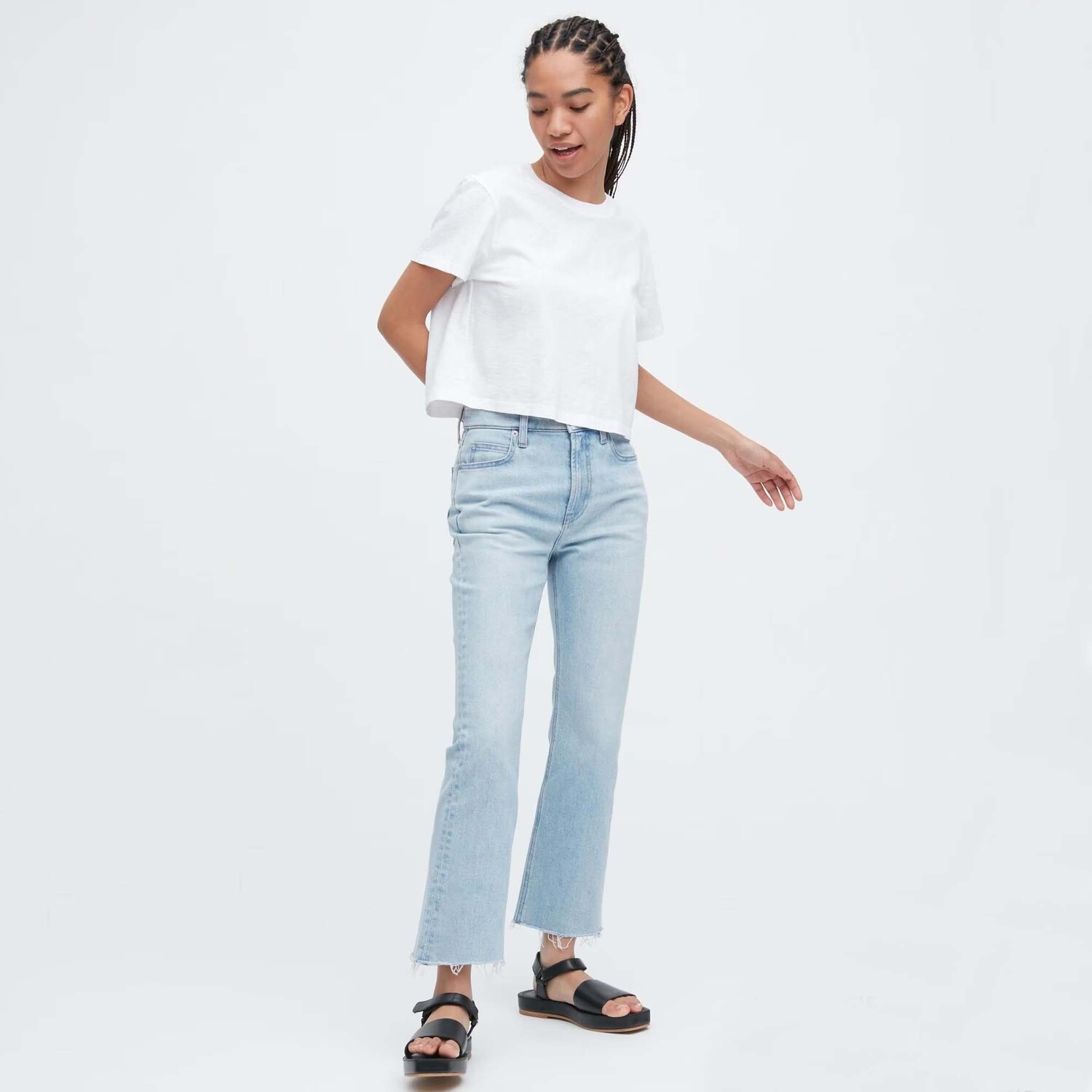 

Джинсы Uniqlo Kick Flared Cut-off, голубой
