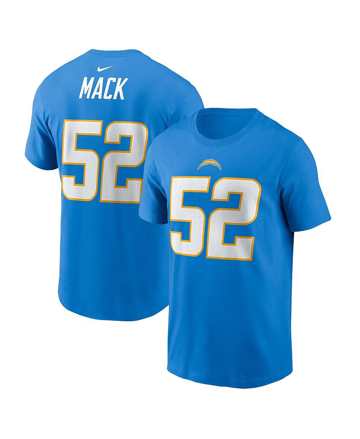 Мужская футболка khalil mack powder blue los angeles chargers с именем и номером игрока Nike, синий джибран халил пророк