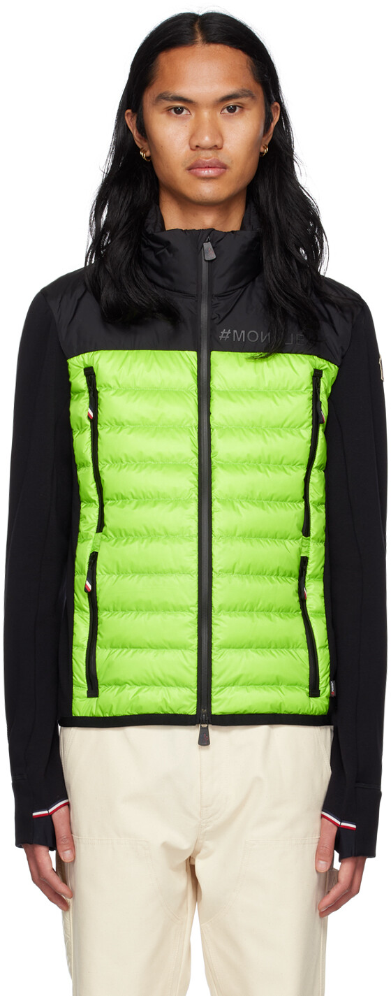 

Черно-зеленая пуховая куртка со вставками Moncler Grenoble, Черный