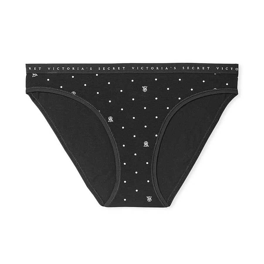 

Трусики Victoria's Secret Stretch Cotton Bikini Classic, черный/белый