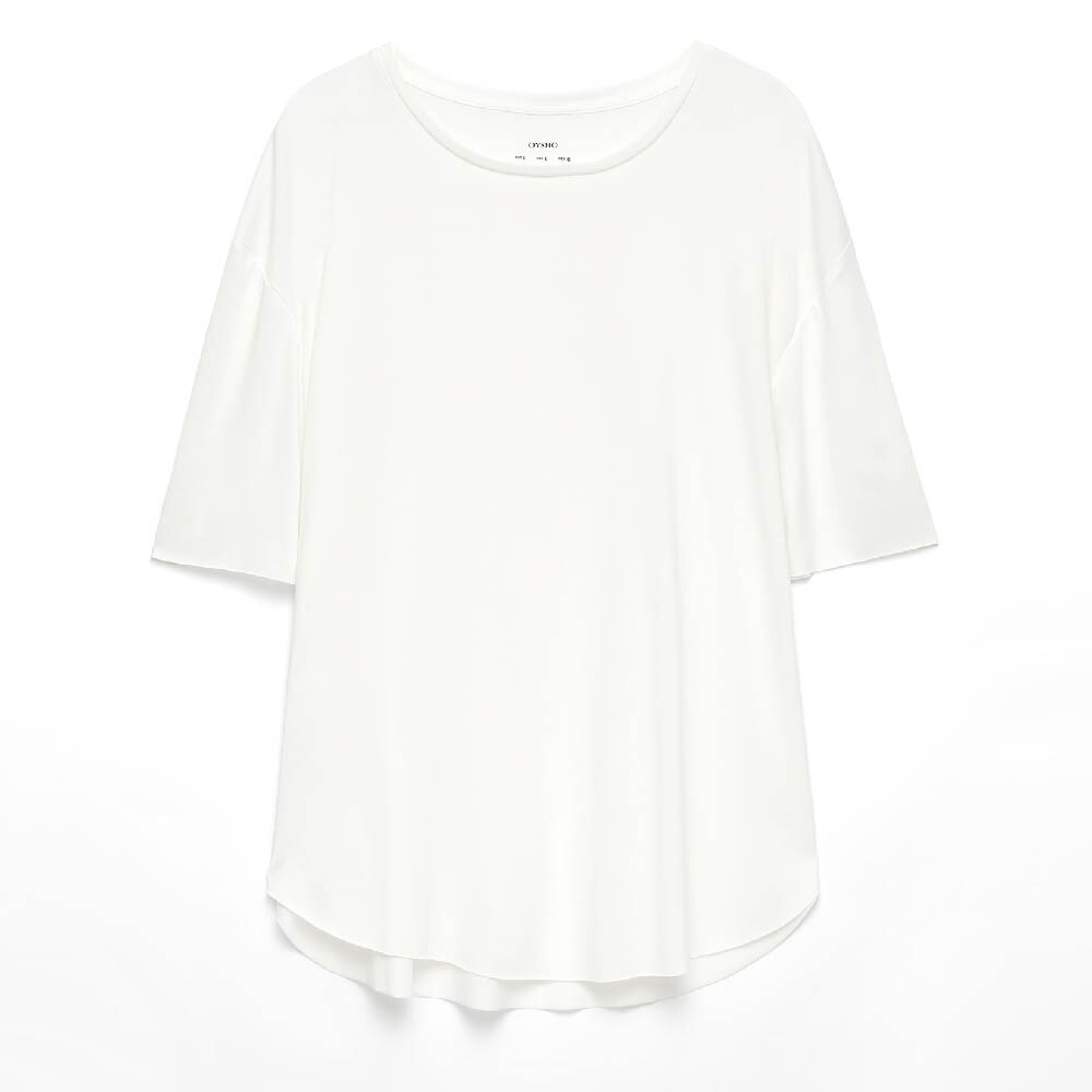 

Футболка Oysho Modal blend short-sleeved, светло-бежевый