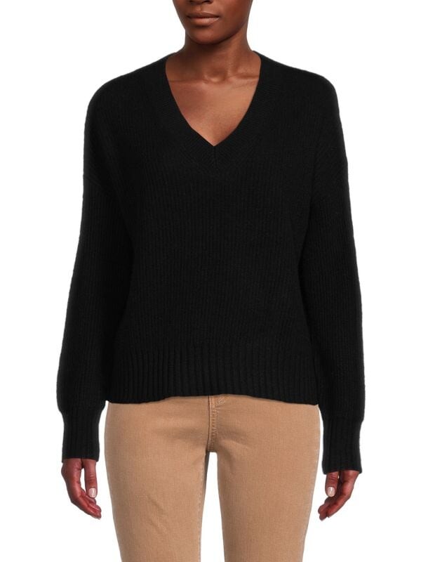 

Кашемировый Cвитер Saks Fifth Avenue Shaker в рубчик, muted rose