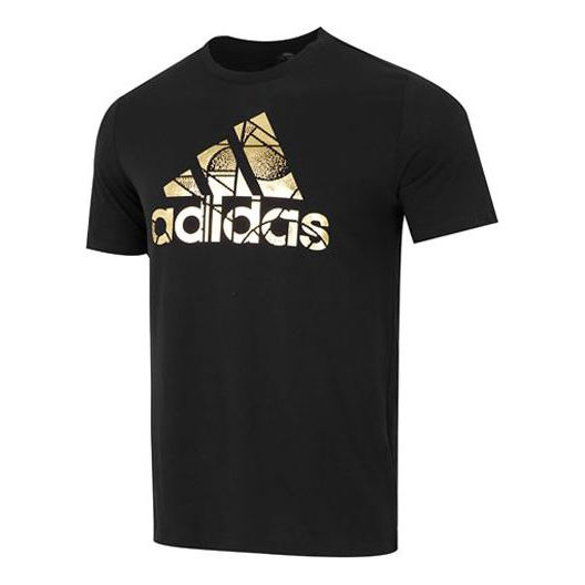 Футболка Adidas Large Logo Printing Athleisure Casual Sports Round Neck Short Sleeve Black, Черный