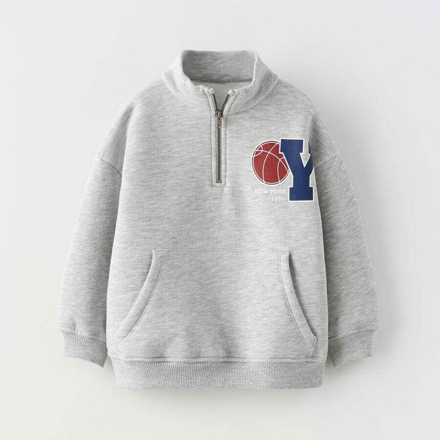 

Свитшот Zara Baby Boy And Toddler Printed, серый/красный/синий