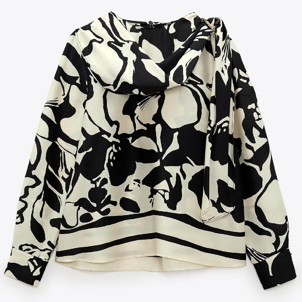 

Рубашка Zara Chain Printed, черный/светло-серый