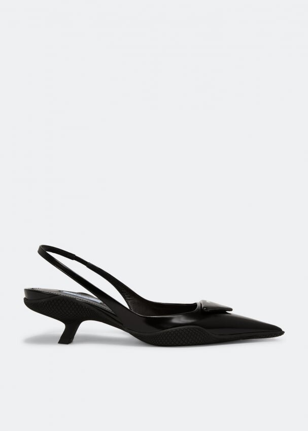 

Туфли PRADA Brushed leather slingback pumps, черный