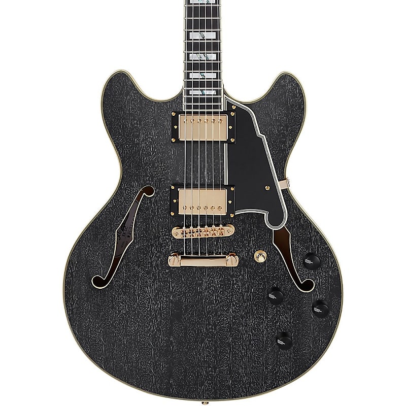 Электрогитара D'Angelico Excel Series DC Semi-Hollow Electric Guitar With USA Seymour Duncan Humbuckers and Stopbar Tailpiece Black Dog