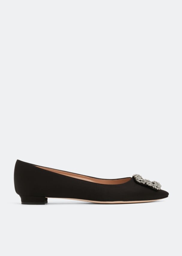 

Балетки MANOLO BLAHNIK Hangisi satin flats, черный