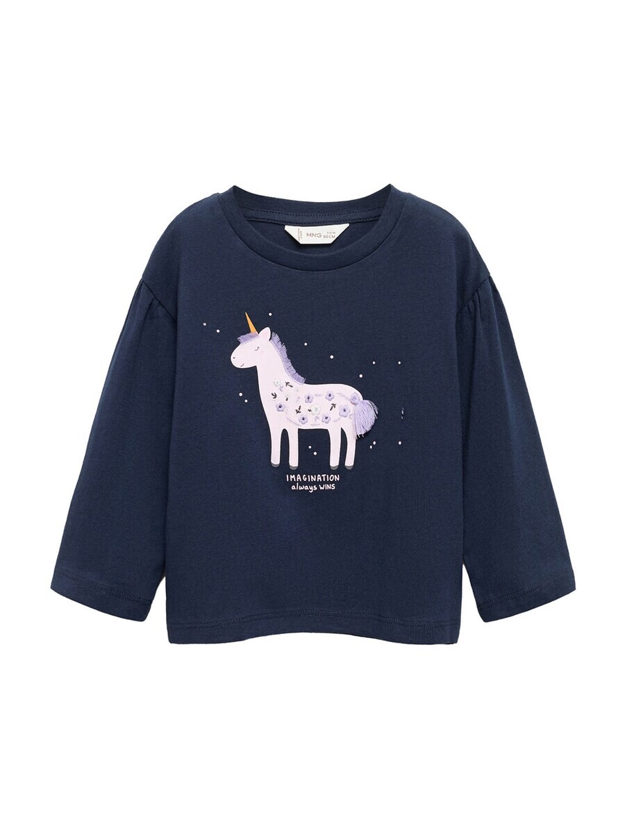 Лонгслив MANGO KIDS UNICORN, темно-синий