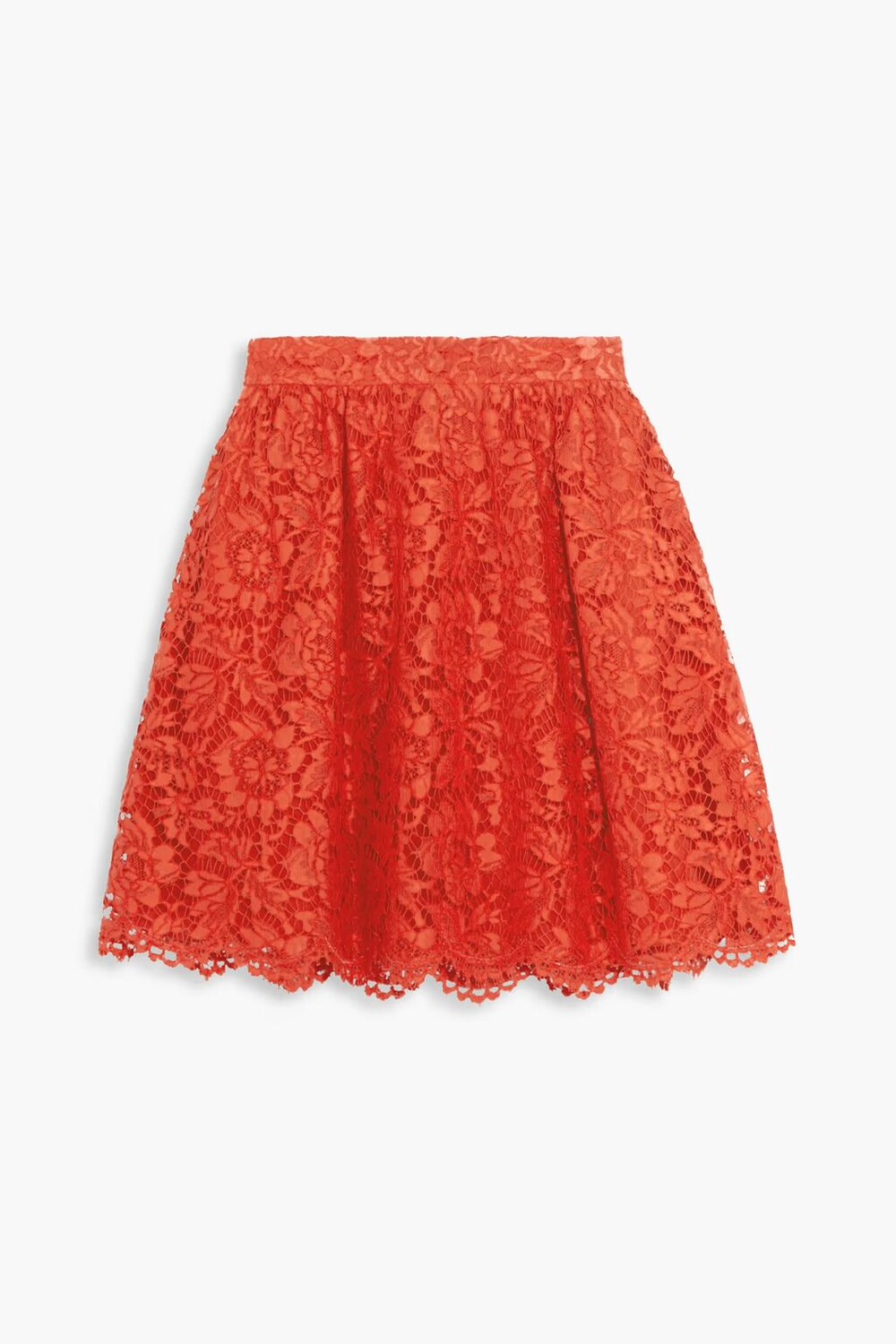 

Мини-юбка из хлопкового кружева со шнурком Valentino Garavani, цвет Tomato red