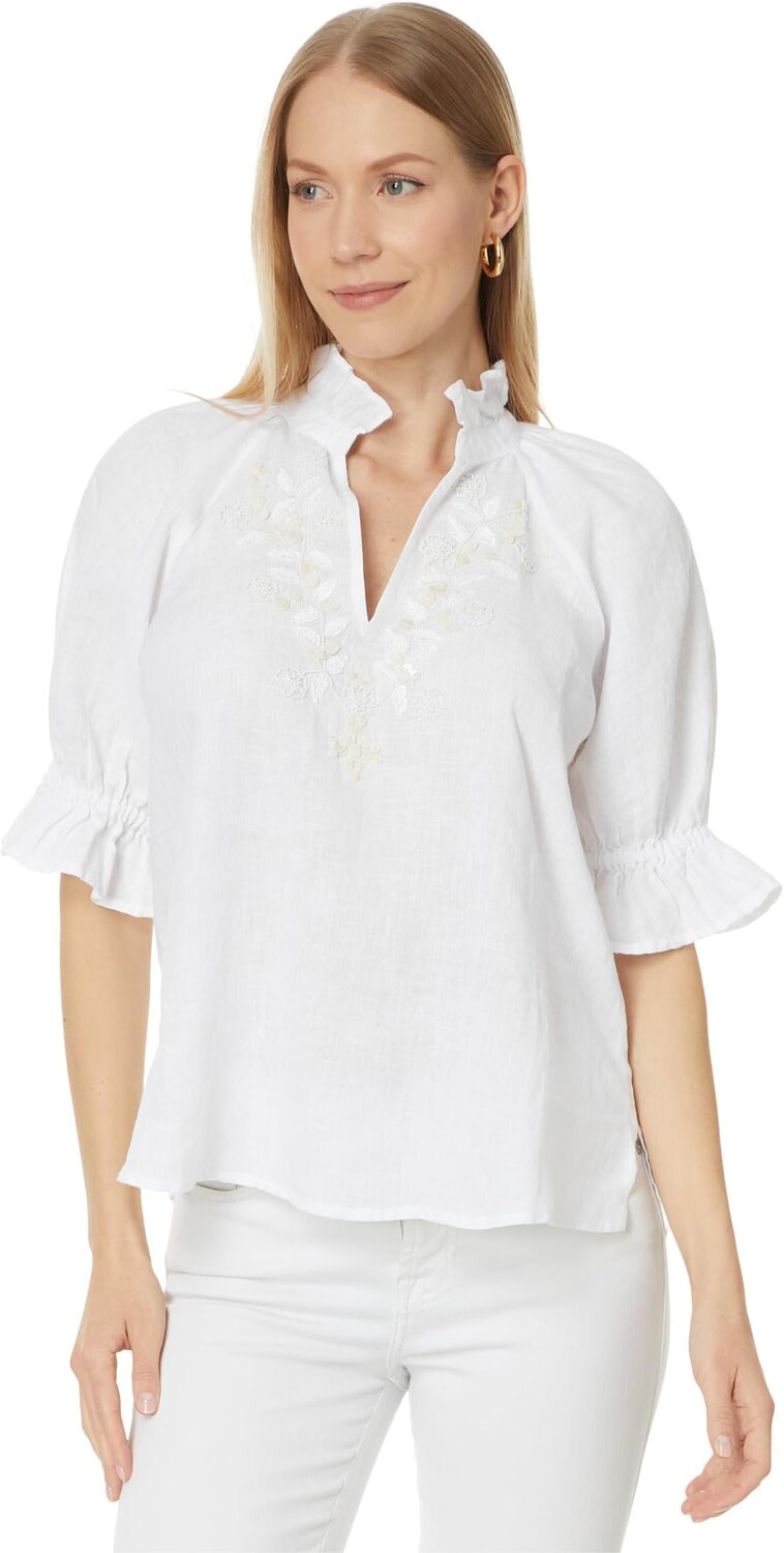 

Топ Tommy Bahama Coastalina Shell Emb Short Sleeve Top, белый