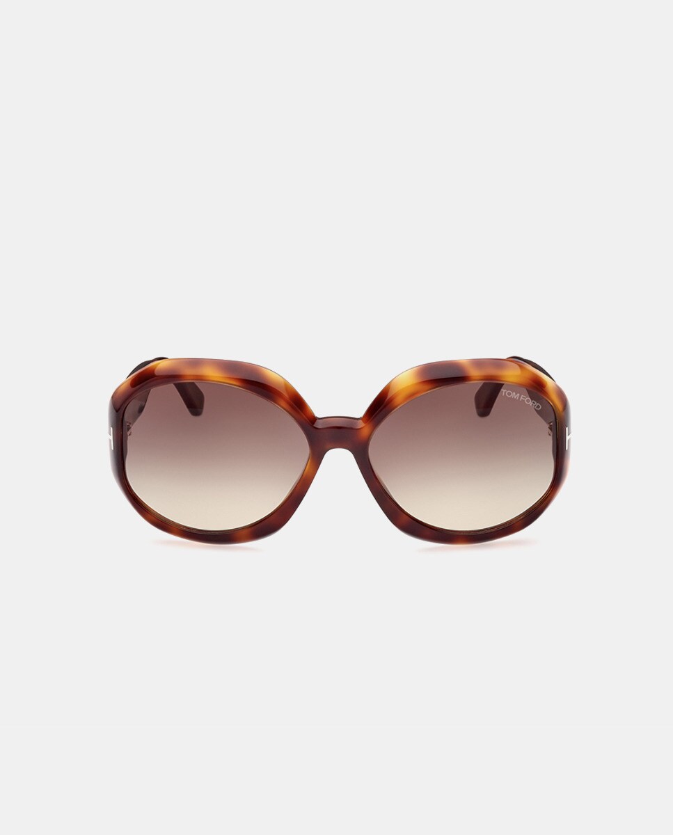 Женские солнцезащитные очки из ацетата с геометрическим узором цвета гавана Tom Ford, коричневый