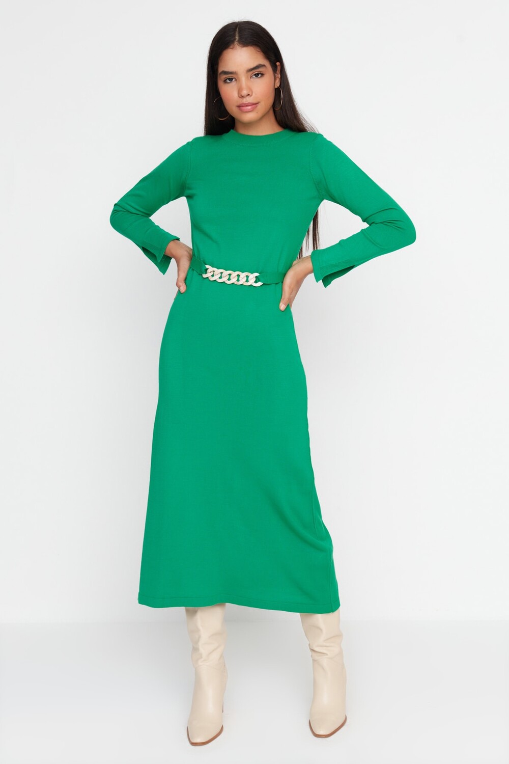 

Платье - Зеленый - А-силуэт Trendyol Modest, зеленый