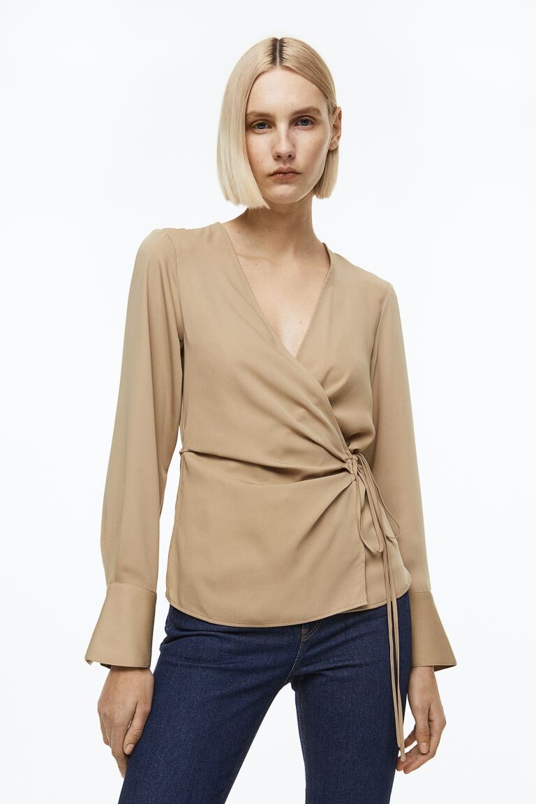 

Блузка-конверт H&M, бежевый