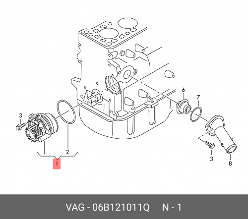 цена Насос - помпа системы охлаждения ДВС 06B121011Q VAG